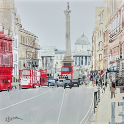Towards Trafalgar Study by Tom Butler - Original Collage on Board sized 17x17 inches. Available from Whitewall Galleries